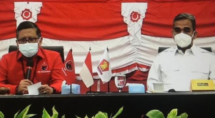 FOTO: Kiri DR. Ir. Hasto Kristiyanto, M.M. PDIP dan Sekretaris Jenderal Partai Gerindra Ahmad Muzani