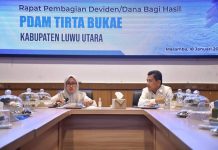 Bupati Lutra Apresiasi Kinerja Pimpinan dan Manajemen PDAM Tirta Bukae FOTO: Bupati Luwu Utara (Lutra) Indah Putri Indriani dan Direktur Utama PDAM Tirta Bukae, Haeruddin Kasim. (Properti Facebook)