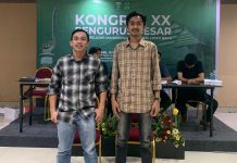 Tawakkal Mahasiswa Unismuh Terpilih dalam Kongres XX IPMIL Raya FOTO: Kiri Muh. Tawakkal Wahir Ketua Terpilih PB IPMIL Raya dan Kanan Abd Hafid saat Kongres yang ke XX Pengurus Besar Ikatan Pelajar Mahasiswa Indonesia Luwu Raya di Hotel Gran Celino. Jumat, 20 Januari 2023.