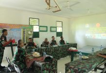 Tim Asnis Pusterad Tinjau Binter Satgas Pamtas RI-PNG Yonif 132/BS Di Perbatasan Papua FOTO: Tim Asnis Pusterad yang dipimpin oleh Kolonel Kav Siswono meninjau kegiatan pembinaan teritorial yang dilaksanakan Satgas Yonif 132/BS yang sedang melaksanakan penugasan Di Distrik Arso, Kab.Keerom, Provinsi Papua, Pada Hari Kamis (26/01/2023).