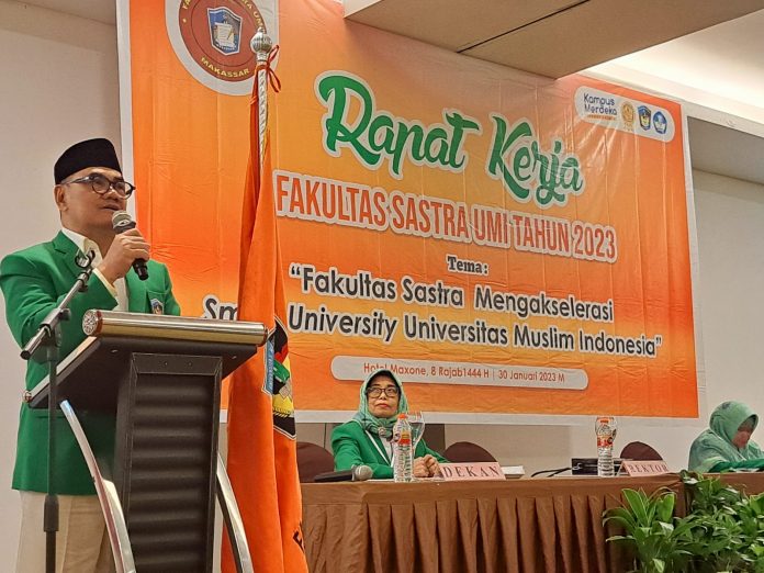 FOTO: Fakultas sastra Universitas Muslim Indonesia menggelar Rapat Kerja (Raker) tahun 2023. Raker diikuti 61 peserta. Raker dilaksanakan di Hotel Maxone, Senin 30/1/2023