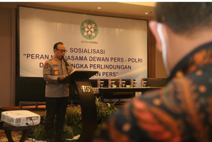 FOTO: Kadivhumas Polri Irjen Pol Dedi Prasetyo sosialisasi peran kerjasama dalam rangka perlindungan kemerdekaan pers pada momentum Hari Pers Nasional (HPN) 2023, Selasa (7/2).