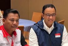 Menjemput Perubahan dan Kecerdasan Surya Paloh FOTO: Kiri Muh Irzan Yasir S.Pd,.M.Pd Ketua Simpul Relawan Barisan muda Indonesia Timur saat bersama Anies Rasyid Baswedan.