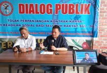 Kotak Kosong tidak Mendewasakan Demokrasi, Asratillah Perkirakan 3 Paslon di Pilgub Sulsel FOTO: Asratillah Direktur Profetik Institute (Kanan) baju hitam. Bersama Pengamat Politik dan Sosial Arief Wicaksono dalam Dialog Publik beberapa waktu lalu yang diselenggarakan oleh Wacht Relation of Corruption Sulawesi Selatan.