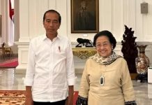 Megawati Temui Presiden Jokowi, Hasto: Terkait dengan Pelaksanaan Pemilu 2024 FOTO: Ketua Umum PDI Perjuangan Megawati Soekarnoputri dan Presiden Joko Widodo saat lakukan pertemuan di Istana Merdeka, Jakarta Pusat pada Sabtu (18/3/2023) kemarin.