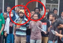BARAK Desak Polisi Tangkap Koordinator Aksi Walfer Silak dan Andi Takage Tersangka Kasus Penganiayaan FOTO: Walfer Silak dan Andi Takage Tersangka (lingkar merah) Kasus Penganiayaan oleh Polda Sulsel.