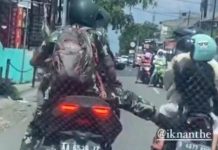 Viral Oknum Berbaju Loreng Tendang Pemotor, Dispenau: Praka ANG Langsung Ditahan Foto tangkap layar dari video viral