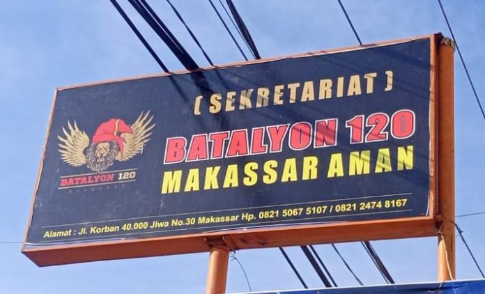 FOTO: Papan Sekretariat Batalyon 120 di Makassar. (Ist)