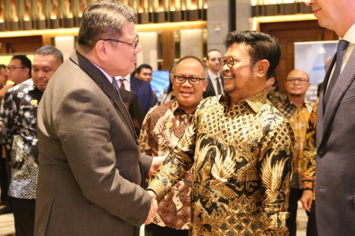 FOTO: Menteri Pertanian Syahrul Yasin Limpo mewakili pemerintah hadir dalam National Day European Union 2023 di Jakarta, Selasa (9/5/2023).