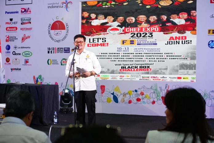 FOTO: Menteri Pertanian Syahrul Yasin Limpo menghadiri Pameran Food Beverage Indonesia, IISM dan Indonesia Cold Chain atau ICA Expo 2023. Rabu, 10 Mei 2023.