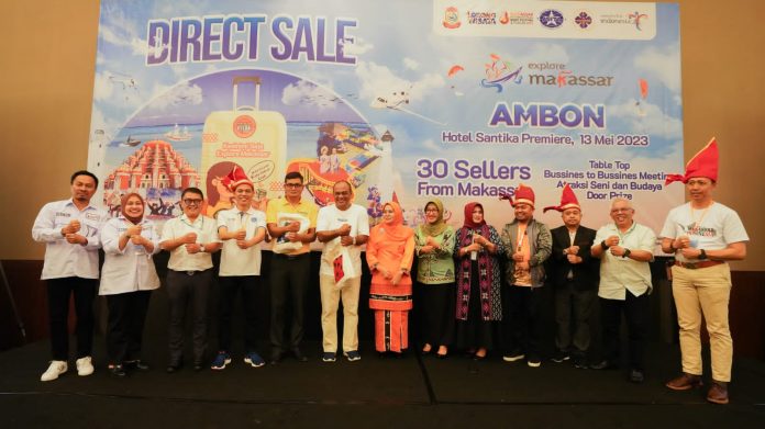 FOTO: Wakil Ketua DPRD Kota Tual, Provinsi Maluku. Ali Mardana kegiatan Direct selling atau ajang promosi yang dihelat oleh Dinas Pariwisata (Dispar) Kota Makassar di Hotel Santika, Jl. Jend. Sudirman No. 88 Kota Ambon, Provinsi Maluku, Sabtu (13/5/2023).