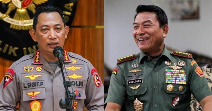 Foto kolase Kapolri Jenderal Pol. Listyo Sigit Prabowo dan Jenderal (Purn) TNI Moeldoko Kepala Staf Kepresidenan 