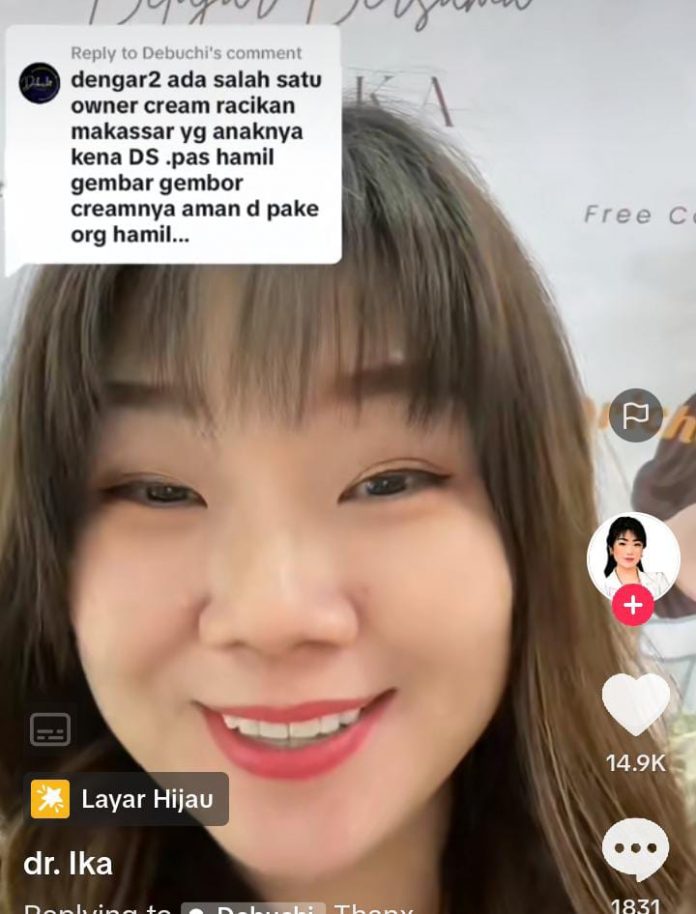 Foto tangkap layar dari akun tiktok dr. Ika ahli kecantikan