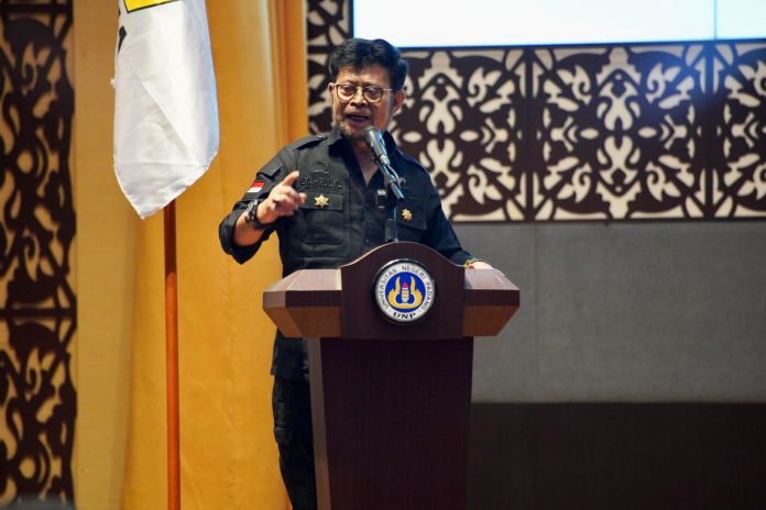 FOTO: Menteri Pertanian Syahrul Yasin Limpo (Mentan SYL) membuka Rembug Utama Pekan Nasional Petani Indonesia ke XVI di Auditorium Universitas Negeri Padang, Sumatera Barat. Jumat, 9 Juni 2023.