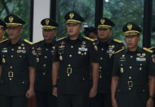 Putra Asal Tana Toraja Raih Bintang Dua, Mayjen Johanis Payung Ahli Artileri Pertahanan Udara FOTO: 18 Perwira Tinggi (Pati) TNI AD saat dilantik Kepala Staf Angkatan Darat (KSAD) Jenderal TNI Dudung Abdurachman di Guest House TNI Angkatan Darat, Cilangkap, Jakarta Timur.