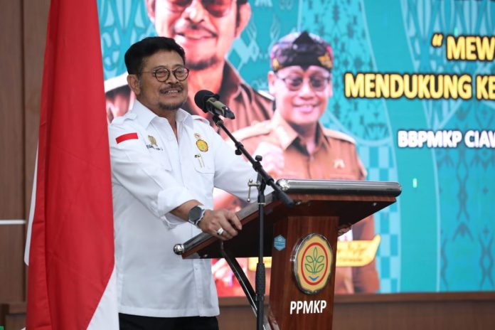 FOTO: Syahrul Yasin Limpo (Mentan SYL) saat membuka Pelatihan Kepemimpinan Nasional Tk. II Angkatan XXV di Balai Besar Pelatihan Manajemen Kepemimpinan Pertanian (BBPMKP) Ciawi, Bogor.