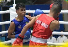 Harpen Reza Ali Sukses Bawa 10 Atlet Tinju Sulsel Lolos PON 2024 FOTO: Abraham Masiho sudut biru salah satu atlit tinju Pengprov Pertina Sulawesi Selatan saat berlaga di Pra Pekan Olahraga Nasional (PON) Pertama XXI yang digelar GOR Makassar Sport Hall, sejak 20-31 Juli 2023.