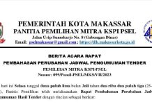 Disebut Nilai Proyek PSEL Capai Rp 2.5 Triliun, DLH Pemkot Makassar Kembali Tunda Pemenang Tender Foto tangkap layar berita acara perubahan pengumuman tender pemilihan Mitra KSPI-PSEL. Surat yang bernomor 099/Pamil-PSEL/MKS/VII/2023 pada hari Selasa (25/07/2023).