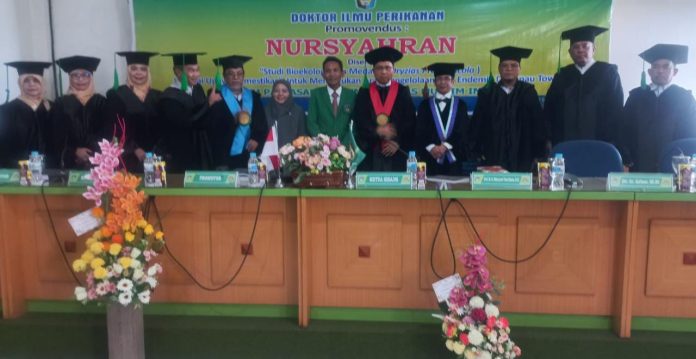 FOTO: Dr. Nursahran, S.Pi. M.S, ia mengikuti sidang promosi di PPs UMI, Jumat (4/82023).