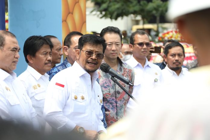 FOTO: Menteri Pertanian, Syahrul Yasin Limpo saat melepas ekspor di Kantor Charoen Pokhpand Indonesia (CPI) Jakarta, Rabu, (23/8)