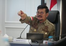 Kementan-Polri Kerjasama Pendataan Penggilingan Padi Nasional FOTO: Menteri Pertanian Syahrul Yasin Limpo rapat bersama Satgas Pangan Mabes Polri