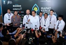 Di Rakernas HIPMI Presiden Jokowi Dorong Kementerian, OJK dan BI untuk Urusan Kredit KUR ini Tanpa Agunan FOTO: Presiden Jokowi pada Peresmian Pembukaan Rakernas XVIII HIPMI Tahun 2023, di Nusantara Hall ICE BSD City, Kabupaten Tangerang, Banten, Kamis (31/08/2023).