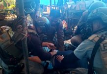 Usai Serang Pos BKO Brimob, Diserang Balik, 2 KKB Tewas FOTO: Personil gabungan Satgas Damai Cartenz 2023 bersama Personel Polres Yahukimo saat menguasai Markas KKB.