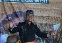 Hadapi El Nino, Mentan SYL Dorong Provinsi NTB Jadi Penyangga Pangan Indonesia Timur FOTO: Menteri Pertanian Syahrul Yasin Limpo saat berada di Provinsi Nusa Tenggara Barat di Kota Mataram, Sabtu, 12 Agustus 2023.