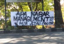 Pecinta PSM Sebut Spanduk Cacian dan Makian di Seantero Kota Makassar Diduga Terorganisasi FOTO: Salah satu spanduk yang terdapat di Jl. Letjend. Hertasning, Kota Makassar. Terlihat Jumat (15/9/2023)