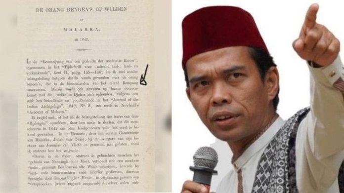 Kolase Ustaz Abdul Somad dan manuskrip dari tahun 1642 yang tersimpan di Perpustakaan Leiden, Belanda