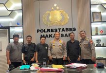 Milad Ke 78, GPII Makassar Silahturahmi ke Kapolrestabes FOTO: Kapolrestabes Makassar, Kombes Pol. Moh. Ngajib S.IK.,MH saat menerima Pengurus Gerakan Pemuda Islam Indonesia Pimpinan Daerah Kota Makassar, Senin malam (09/10/2023)