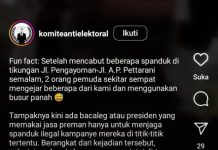 Pelaku Perusakan Baliho Caleg di Makassar Terorganisir, Komite Anti Elektoral: “Bakar Surat Suara” Foto tangkap layar diduga kelompok Komite Anti Elektoral pelaku perusakan baliho sumber: Instagram