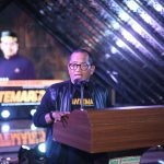 Opening Lounching Produksi Film Rantemario Digelar dengan Acara Makan Malam Bersama FOTO: Executive Produser Film Rantemario, Andi Rukman Karumpa, Opening Launching produksi film Rantemario digelar Skychapel lantai 6 hotel Claro Makassar, (Selasa/17/10/2023).