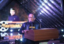 Opening Lounching Produksi Film Rantemario Digelar dengan Acara Makan Malam Bersama FOTO: Executive Produser Film Rantemario, Andi Rukman Karumpa, Opening Launching produksi film Rantemario digelar Skychapel lantai 6 hotel Claro Makassar, (Selasa/17/10/2023).