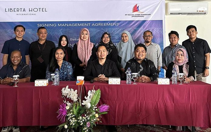 FOTO: PT. Sulsel Citra Indonesian (PERSERODA) dan PT. Liberta Hotel Internasional (LHI) telah menjalin kemitraan strategis dengan penandatanganan kerjasama untuk mengoperasikan Liberta Hotel Grand Sayang, yang berlokasi di Jl. Manunggal No.22, Tanjung Bunga, Makassar, Sulawesi Selatan,