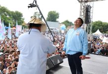 Maruarar Sirait Tunjukkan Kekuatan Basis Suaranya ke Prabowo di Majalengka FOTO: Prabowo Subianto dan Mantan politisi PDI Perjuangan Ara Maruarar Sirait saat menghadiri kampanye di Majalengka Jawa Barat. (Properti akun media sosial milik prabowo subianto)