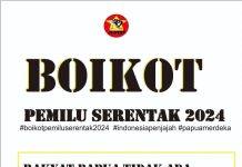 AMP Kirim Pesan Boikot Pemilu, Karang Taruna Siap Bantu Mahasiswa Papua Salurkan Hak Politik nya di Makassar FOTO: Poster digital berisikan ajakan boikot pemilu serentak 2024 oleh aliansi mahasiswa papua (AMP). (Sumber media sosial)