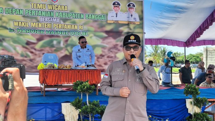 FOTO: Wakil Menteri Pertanian (Wamentan), Harvick Hasnul Qolbi saat menghadiri Sarasehan dengan para Petani dan Penyuluh Se-Kabupaten Banggai, Sulawesi Tengah, Sabtu (9/3/2024).