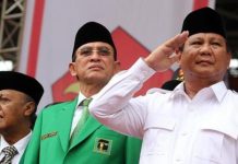 Welcome dan Tersanjung Bila Prabowo Berkunjung ke PPP FOTO: Prabowo Subianto bersama mantan Ketua Partai Persatuan Pembangunan Suryadharma Ali (tengah), menghadiri kampanye Partai Gerindra di Stadion Utama Gelora Bung Karno, Minggu (23/3/2014) lalu.
