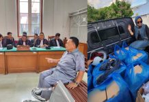 Dipadati Simpatisan, Sidang Dugaan Money Politic Ditunda, Istri SAdAP Berbagi Takjil di PN Makassar FOTO: Syarifuddin Daeng Punna atau SAdAP bersama Nia Rahmawati saat menghadiri sidang di PN Negeri Makassar. (Kolase).