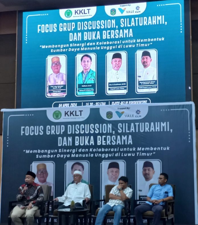 FOTO: Focuss Group Discussion (FGD) yang digelar oleh Kerukunan Keluarga Luwu Timur (KKLT) dan Pengurus Pusat Ikatan Pelajar Mahasiswa Indonesia Luwu Timur (PP IPMALUTIM) berlangsung meriah di Swiss-Belin Hotel Makassar, Kamis, 4 April 2024.