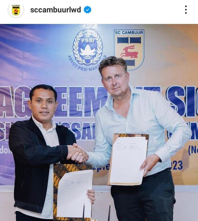 FOTO: Ketua KONI Makassar Ahmad Susanto dan Manajer Club' SC Cambuur Marcel Keizer [Properti Instagram SC Cambuur]