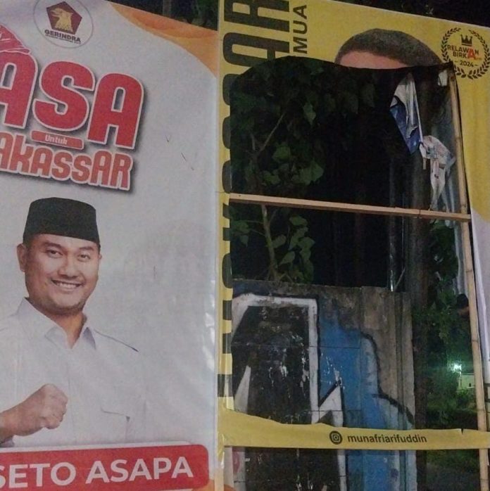 FOTO: APK milik calon Wali kota Makassar, Munafri Arifuddin. (Properti Golkar Makassar)