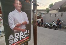 APK Andi Seto Banyak Dirusak SAdAP Himbau Pendukung ASA tidak Terprovokasi FOTO: Alat peraga kampanye (APK) Andi Seto di salah satu sudut kota Makassar.
