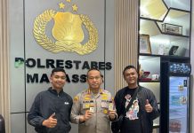 Implementasikan Presisi Kapolri, Kapolrestabes Makassar dan MYS Apresiasi Bripka Adnan FOTO: Kapolrestabes Makassar, Kompol. Dr. Mokhammad Ngajib, S.IK, M.H bersama Fadel Sofyan founder Makassar Youth Space.