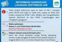 Terjadi Kebocoran Pipa, Berikut Wilayah Terdampak Gangguan Distribusi Air Perumda TM Palopo