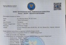 SUKET Diterbitkan BNN DKI, LAN Sulsel: Kenapa Jauh Sekali Buat Keterangan Bebas Narkotika FOTO: Surat Keterangan Bebas Narkotika dari BNN DKI Jakarta milik Hj. Suhartina Bohari. (Sumber media sosial Instagram)