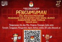 KPU Tana Toraja : 2 Paslon Penuhi Syarat, Masyarakat di Minta Masukan Tanggapan