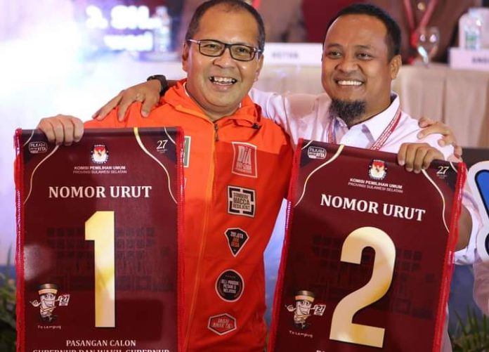 FOTO: Calon Gubernur Sulawesi Selatan, Moh Ramdhan Danny Pomanto (Danny Pomanto) dan Andi Sudirman Sulaiman saat pengambilan nomor urut. (Dok via Facebook)