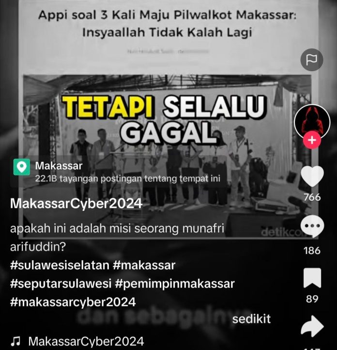 FOTO: Tangkap layar dari akun tiktok @MakassarCyber2024